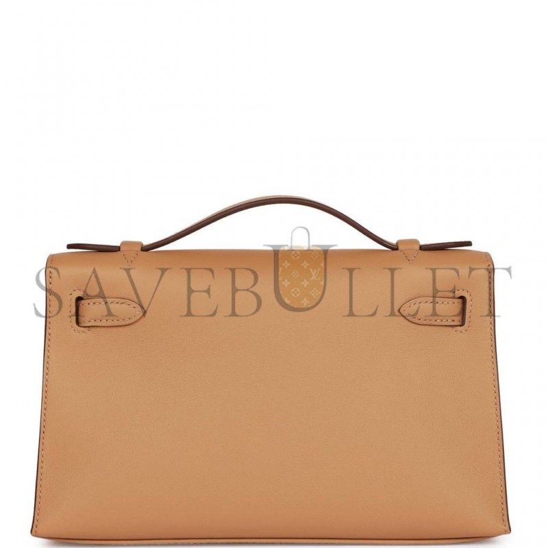 HERMES KELLY POCHETTE BISCUIT SWIFT GOLD HARDWARE (22*12*13cm) HERMES KELLY POCHETTE BISCUIT SWIFT GOLD HARDWARE (22*12*13cm)