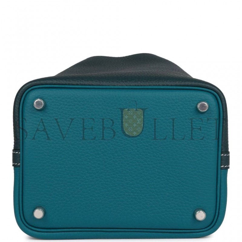 HERMES PICOTIN LOCK 18 CASAQUE VERT CYPRESS AND VERT BOSPHORE PALLADIUM HARDWARE(18*13*18cm) HERMES PICOTIN LOCK 18 CASAQUE VERT CYPRESS AND VERT BOSPHORE PALLADIUM HARDWARE(18*13*18cm)
