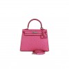 HERMES KELLY SELLIER 25 FUCHSIA OSTRICH PALLADIUM HARDWARE (25*17*7cm) HERMES KELLY SELLIER 25 FUCHSIA OSTRICH PALLADIUM HARDWARE (25*17*7cm)
