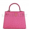 HERMES KELLY SELLIER 25 FUCHSIA OSTRICH PALLADIUM HARDWARE (25*17*7cm) HERMES KELLY SELLIER 25 FUCHSIA OSTRICH PALLADIUM HARDWARE (25*17*7cm)