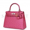 HERMES KELLY SELLIER 25 FUCHSIA OSTRICH PALLADIUM HARDWARE (25*17*7cm) HERMES KELLY SELLIER 25 FUCHSIA OSTRICH PALLADIUM HARDWARE (25*17*7cm)