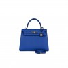 HERMES BLEU ROYAL EPSOM SELLIER KELLY 28CM PALLADIUM HARDWARE (28cm)