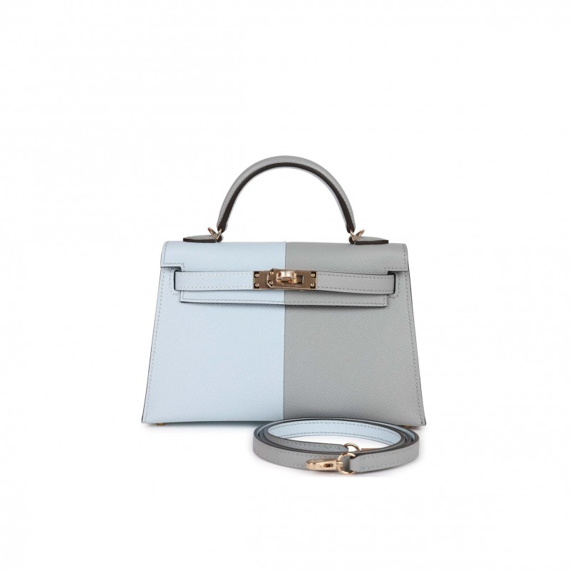 HERMES SPECIAL ORDER (HSS) KELLY MINI SELLIER 20 CASAQUE BLEU BRUME AND GRIS MEYER EPSOM PERMABRASS HARDWARE (19*12*5.5cm) HERMES SPECIAL ORDER (HSS) KELLY MINI SELLIER 20 CASAQUE BLEU BRUME AND GRIS MEYER EPSOM PERMABRASS HARDWARE (19*12*5.5cm)