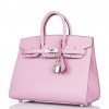 HERMES BIRKIN SELLIER 25 MAUVE SYLVESTRE EPSOM PALLADIUM HARDWARE HANDMADE (25cm) HERMES BIRKIN SELLIER 25 MAUVE SYLVESTRE EPSOM PALLADIUM HARDWARE HANDMADE (25cm)