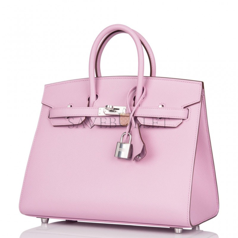 HERMES BIRKIN SELLIER 25 MAUVE SYLVESTRE EPSOM PALLADIUM HARDWARE HANDMADE (25cm) HERMES BIRKIN SELLIER 25 MAUVE SYLVESTRE EPSOM PALLADIUM HARDWARE HANDMADE (25cm)