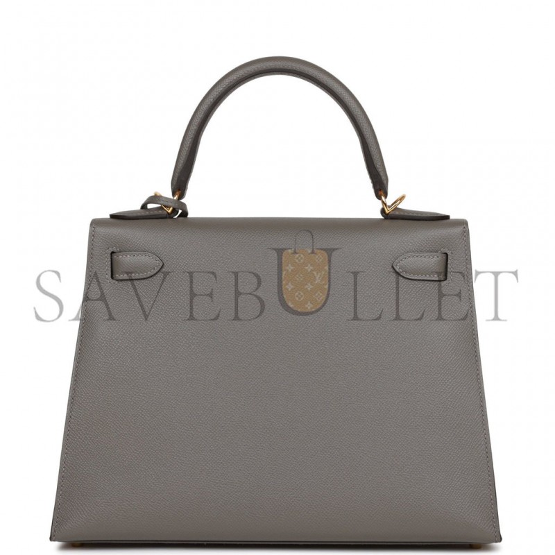 HERMES KELLY SELLIER 28 GRIS MEYER EPSOM GOLD HARDWARE (28*22*10cm) HERMES KELLY SELLIER 28 GRIS MEYER EPSOM GOLD HARDWARE (28*22*10cm)