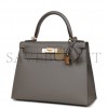 HERMES KELLY SELLIER 28 GRIS MEYER EPSOM GOLD HARDWARE (28*22*10cm) HERMES KELLY SELLIER 28 GRIS MEYER EPSOM GOLD HARDWARE (28*22*10cm)