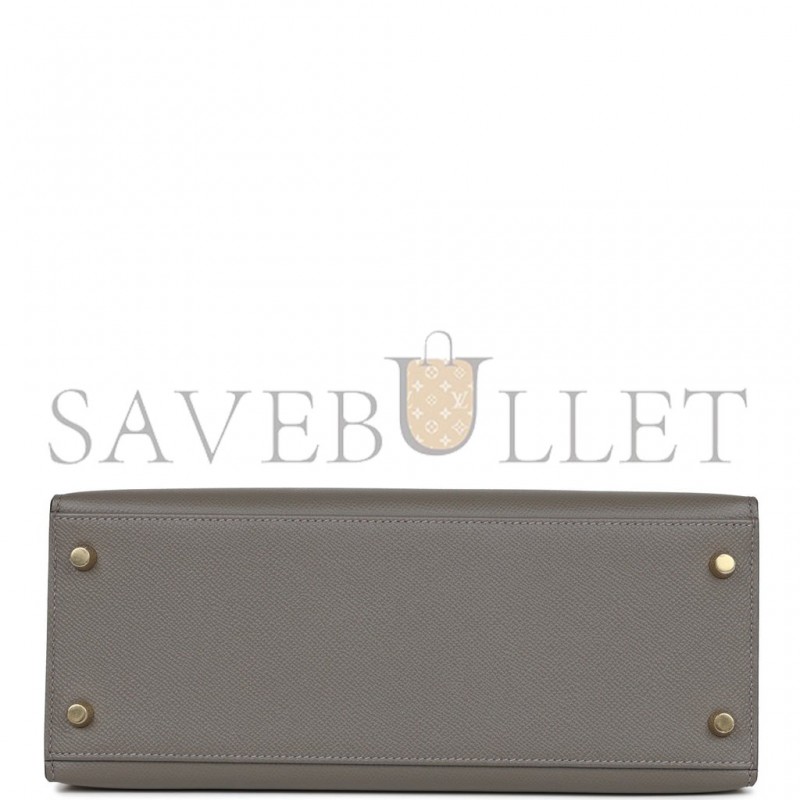 HERMES KELLY SELLIER 28 GRIS MEYER EPSOM GOLD HARDWARE (28*22*10cm) HERMES KELLY SELLIER 28 GRIS MEYER EPSOM GOLD HARDWARE (28*22*10cm)