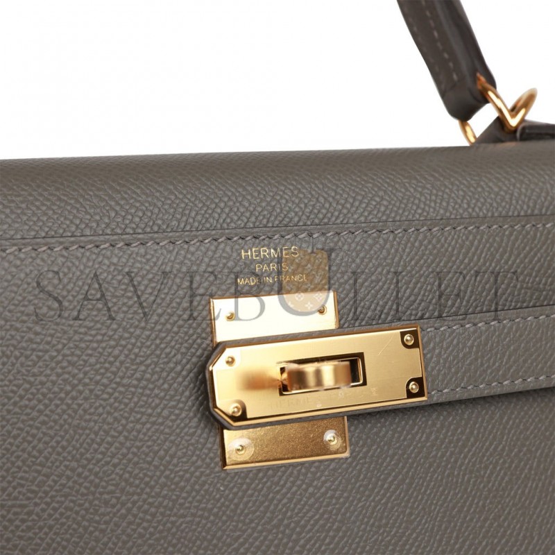 HERMES KELLY SELLIER 28 GRIS MEYER EPSOM GOLD HARDWARE (28*22*10cm) HERMES KELLY SELLIER 28 GRIS MEYER EPSOM GOLD HARDWARE (28*22*10cm)