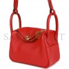 HERMES MINI LINDY ROUGE PIMENT SWIFT GOLD HARDWARE (19*12.5*9) HERMES MINI LINDY ROUGE PIMENT SWIFT GOLD HARDWARE (19*12.5*9)