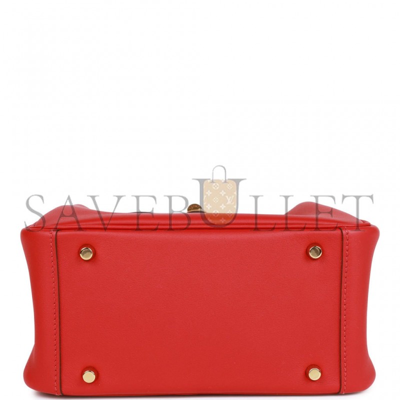 HERMES MINI LINDY ROUGE PIMENT SWIFT GOLD HARDWARE (19*12.5*9) HERMES MINI LINDY ROUGE PIMENT SWIFT GOLD HARDWARE (19*12.5*9)