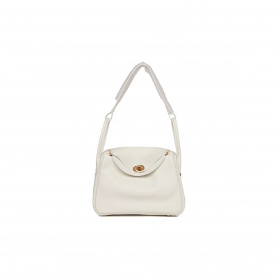 HERMES LINDY 26 WHITE EVERCOLOR GOLD HARDWARE (26*18*12cm)