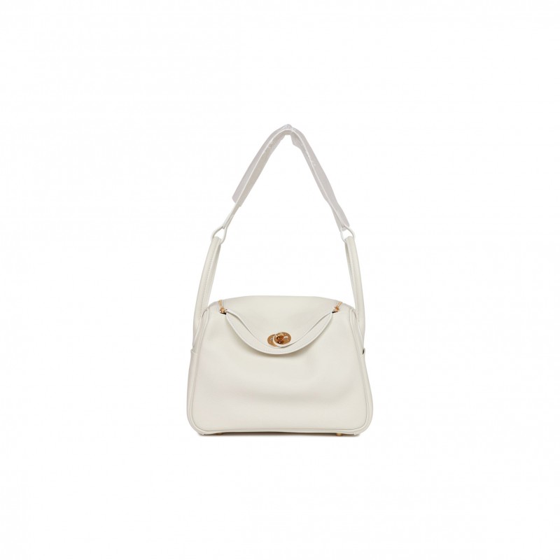 HERMES LINDY 26 WHITE EVERCOLOR GOLD HARDWARE (26*18*12cm)