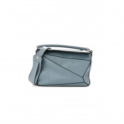 LOEWE CALFSKIN SMALL PUZZLE BAG STONE BLUE (24*16.5*10.5cm)