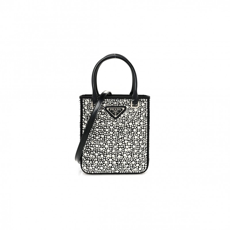 PRADA SATIN CRYSTAL SMALL TOTE BAG METAL (18*15*2cm) PRADA SATIN CRYSTAL SMALL TOTE BAG METAL (18*15*2cm)