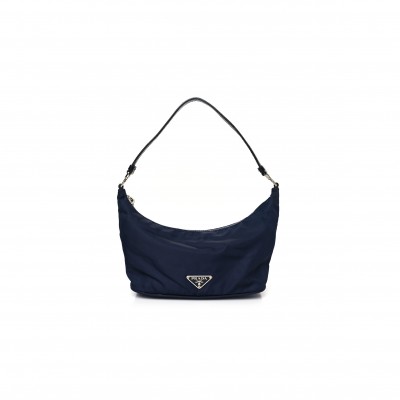 PRADA TESSUTO NYLON VITELLO HOBO NAVY (19*13*10cm)