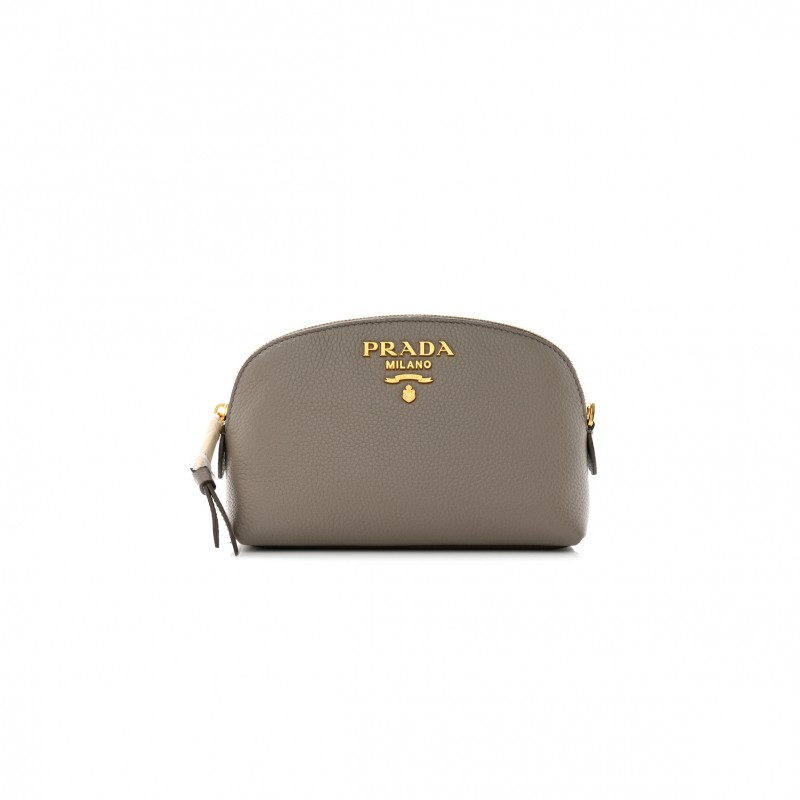 PRADA VITELLO DAINO COSMETIC POUCH ARGILLA (17*11*7cm) PRADA VITELLO DAINO COSMETIC POUCH ARGILLA (17*11*7cm)