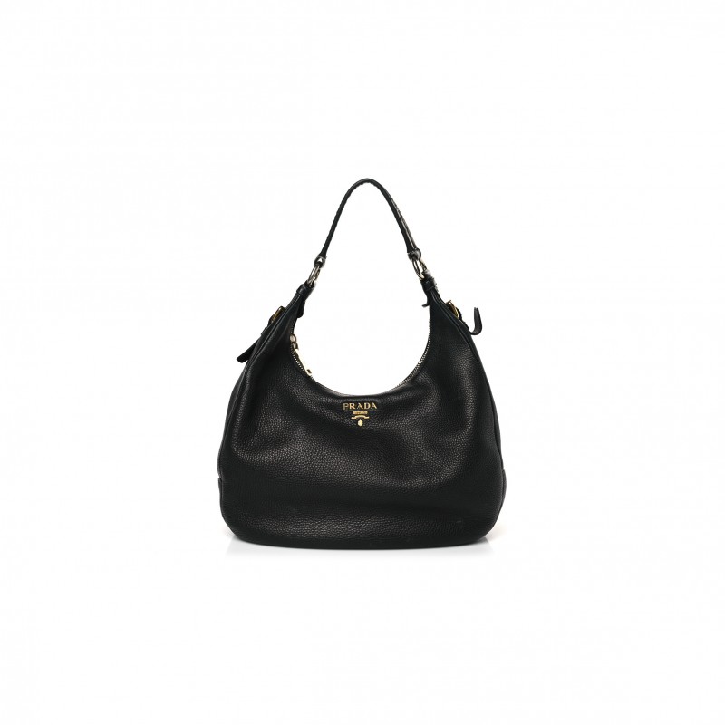 PRADA VITELLO DAINO HOBO BLACK (36*30*15cm) PRADA VITELLO DAINO HOBO BLACK (36*30*15cm)