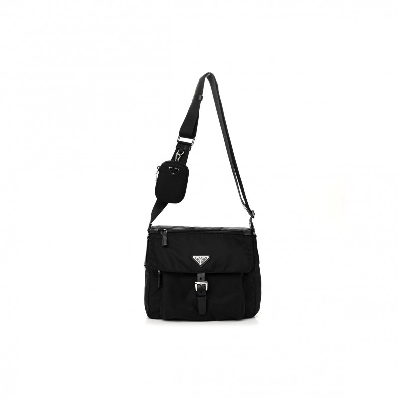 PRADA TESSUTO NYLON VELA RE-EDITION SHOULDER BAG BLACK (25*21*10cm)