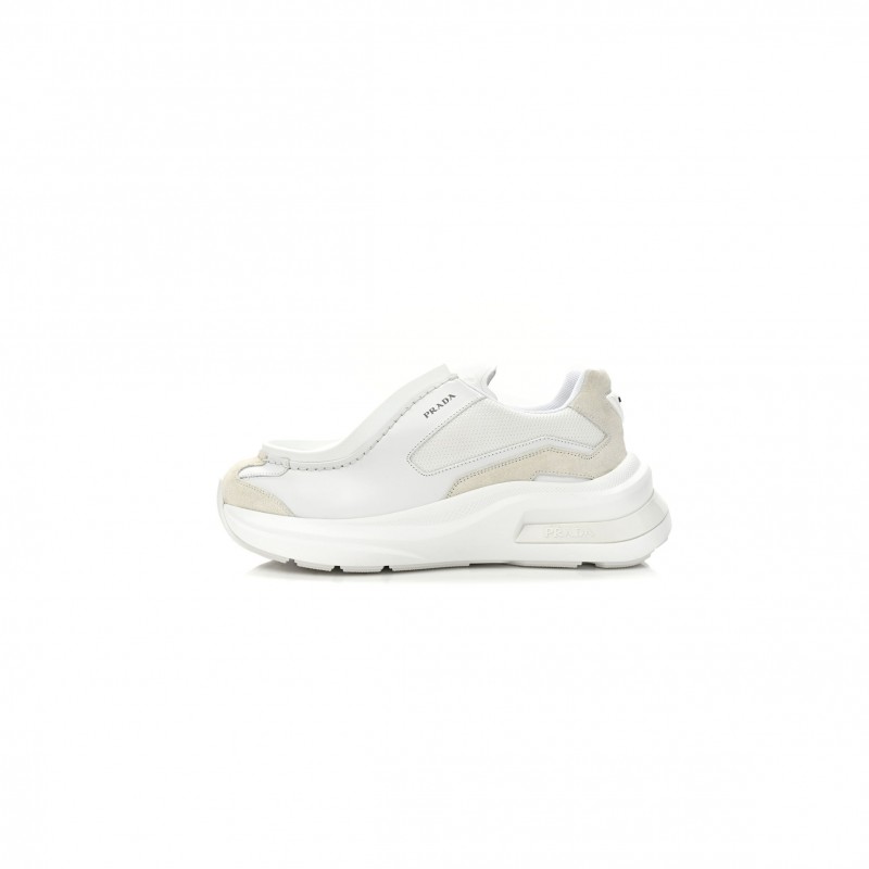 PRADA SPAZZOLATO ROIS BIKE FABRIC MENS SNEAKERS 10 WHITE PRADA SPAZZOLATO ROIS BIKE FABRIC MENS SNEAKERS 10 WHITE