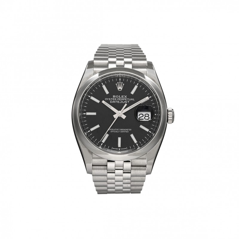ROLEX STAINLESS STEEL 36MM OYSTER PERPETUAL DATEJUST WATCH BRIGHT BLACK 126200 ROLEX STAINLESS STEEL 36MM OYSTER PERPETUAL DATEJUST WATCH BRIGHT BLACK 126200
