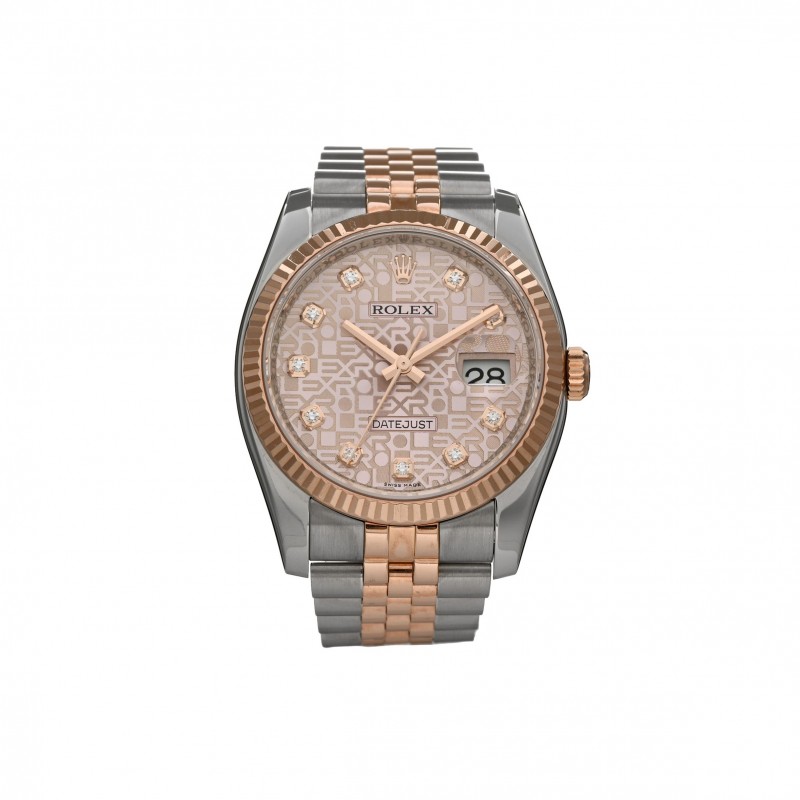 ROLEX STAINLESS STEEL 18K EVEROSE GOLD DIAMOND 36MM OYSTER PERPETUAL DATEJUST WATCH PINK JUBILEE 116231