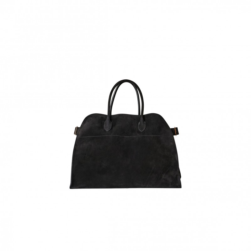 THE ROW SOFT MARGAUX 17 BAG IN SUEDE BLACK W1254L25BLSG (43*30*25cm)