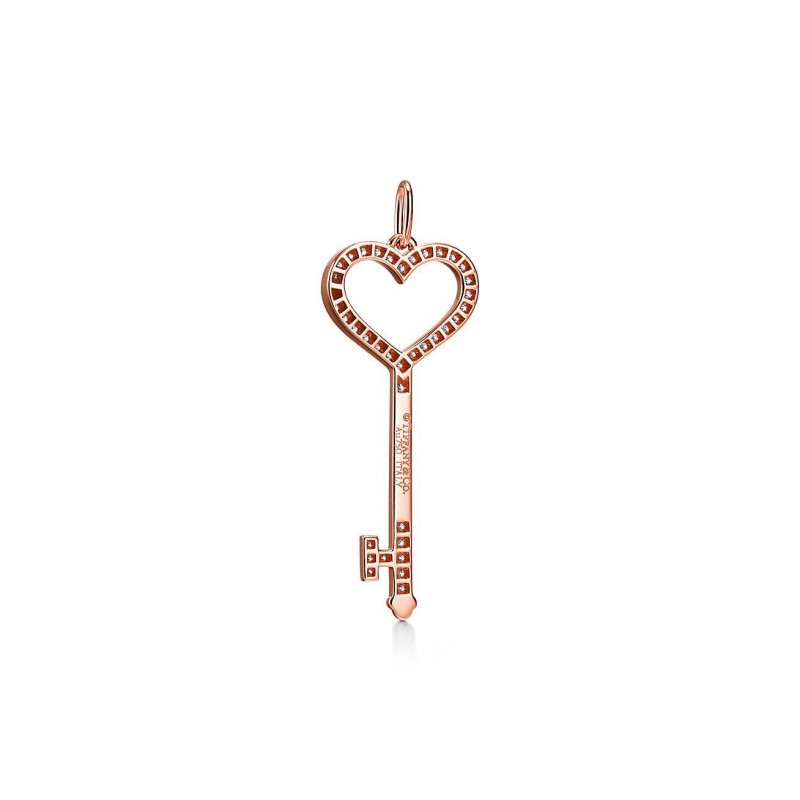 TIFFANY KEYS HEART KEY IN ROSE GOLD WITH DIAMONDS, SMALL TIFFANY KEYS HEART KEY IN ROSE GOLD WITH DIAMONDS, SMALL
