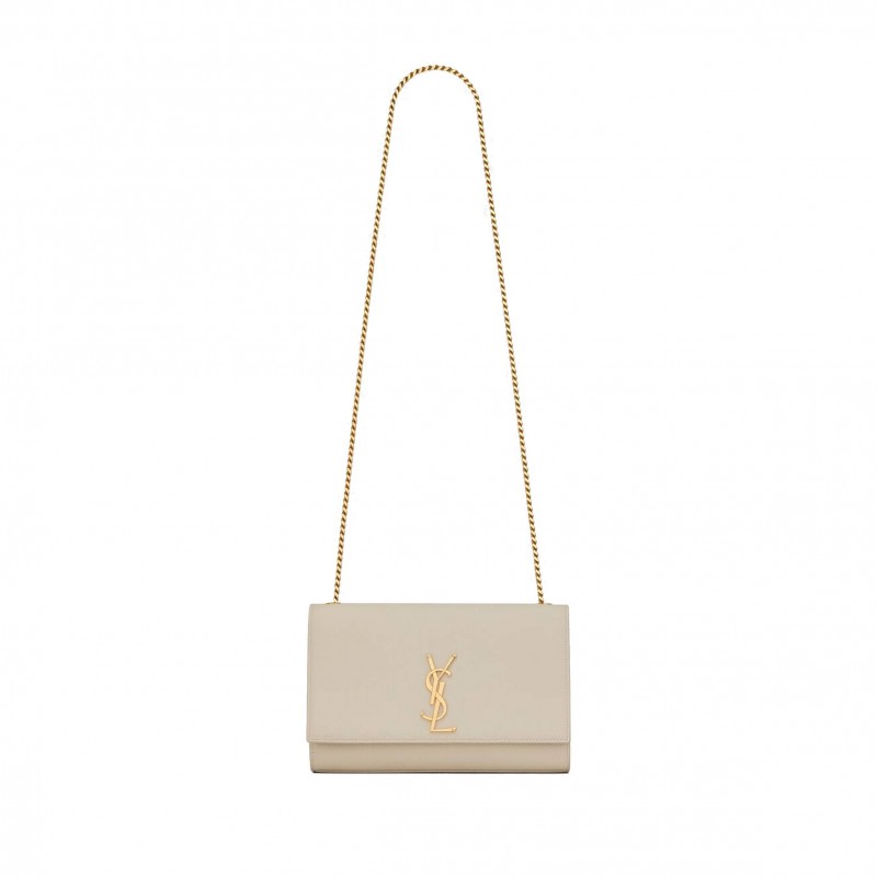 YSL KATE MEDIUM CHAIN BAG IN GRAIN DE POUDRE EMBOSSED LEATHER 364021BOW0J9207 (24*14.5*5.5cm)