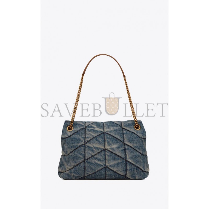 YSL PUFFER MEDIUM CHAIN BAG IN QUILTED VINTAGE DENIM AND SUEDE 5774752PT674575 (35*23*13.5cm) YSL PUFFER MEDIUM CHAIN BAG IN QUILTED VINTAGE DENIM AND SUEDE 5774752PT674575 (35*23*13.5cm)