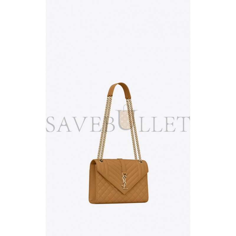 YSL ENVELOPE MEDIUM CHAIN BAG IN MIX MATELASS&EACUTE; GRAIN DE POUDRE EMBOSSED LEATHER 600185BOW912516 (24*17.5*6cm)