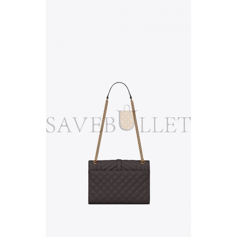 YSL ENVELOPE MEDIUM CHAIN BAG IN MIX MATELASS&EACUTE; GRAIN DE POUDRE EMBOSSED LEATHER 600185BOW971112 (24*17.5*6cm)