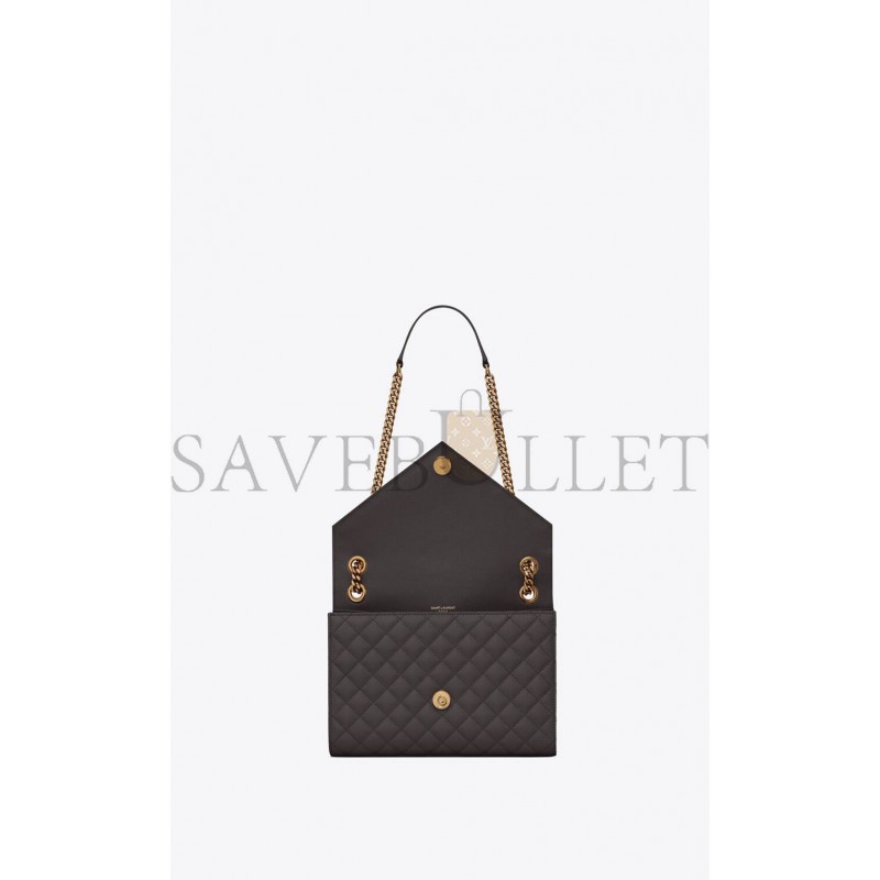 YSL ENVELOPE MEDIUM CHAIN BAG IN MIX MATELASS&EACUTE; GRAIN DE POUDRE EMBOSSED LEATHER 600185BOW971112 (24*17.5*6cm)