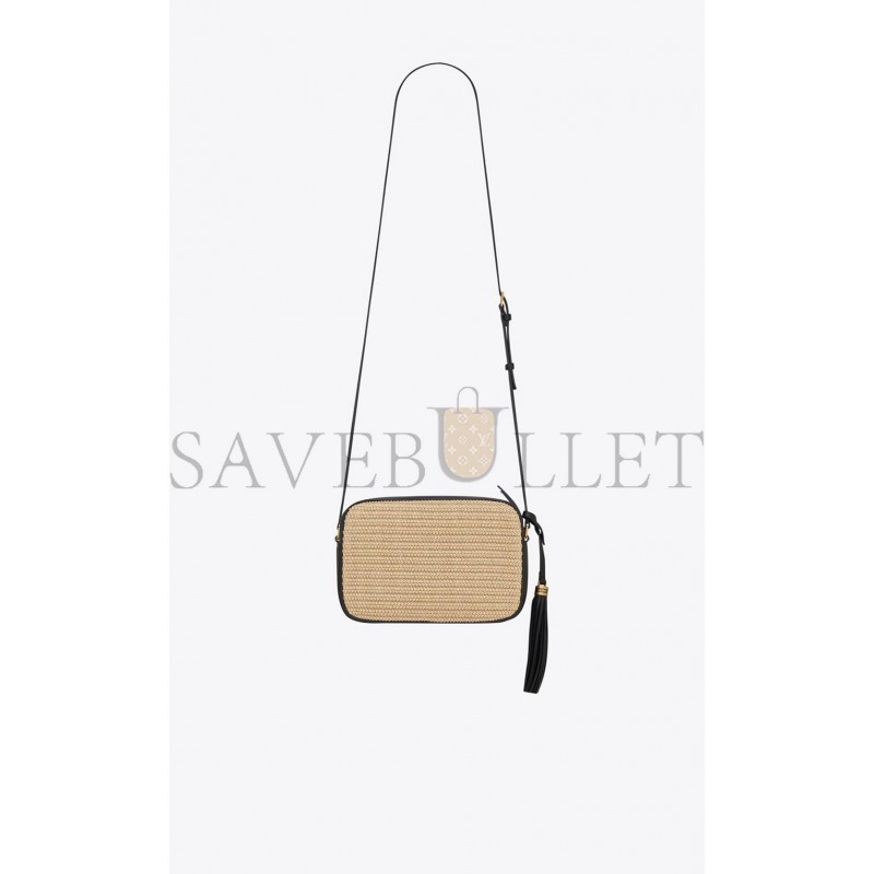 YSL LOU CAMERA BAG IN RAFFIA AND SMOOTH LEATHER 6125429OBEW7070 (23*16*6cm)