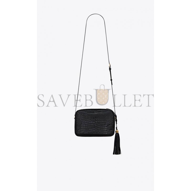 YSL LOU CAMERA BAG IN CROCODILE-EMBOSSED SHINY LEATHER 612542DND0W1000 (23*16*6cm)