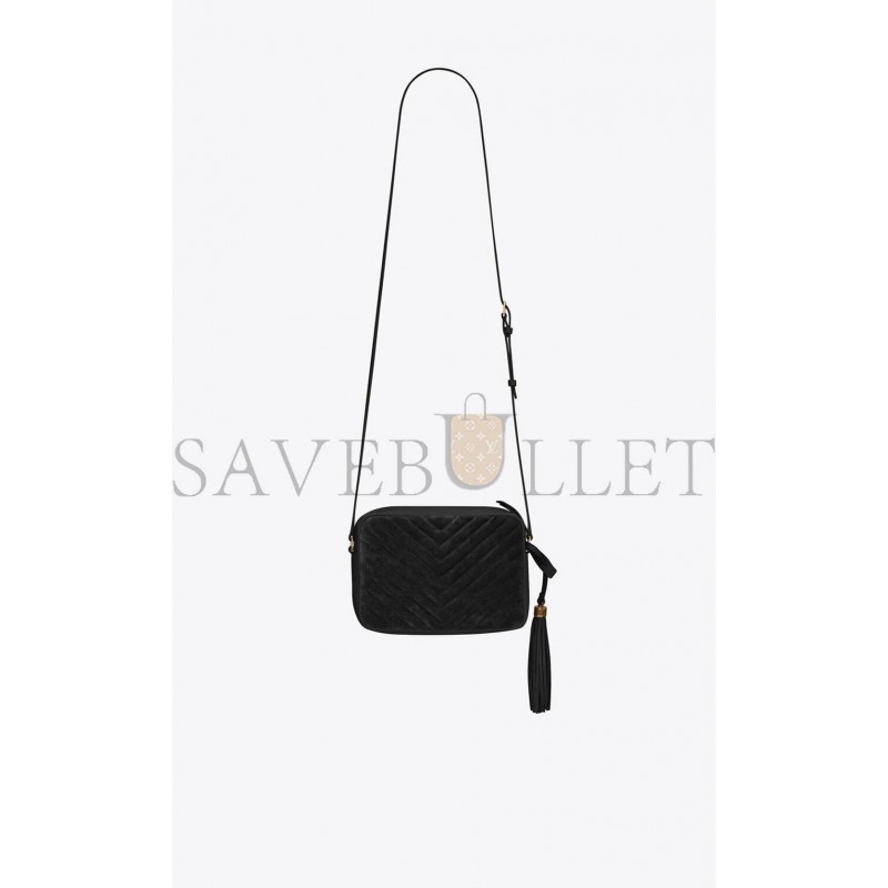 YSL LOU CAMERA BAG IN QUILTED SUEDE AND SMOOTH LEATHER 612544C4BW71000 (23*16*6cm)