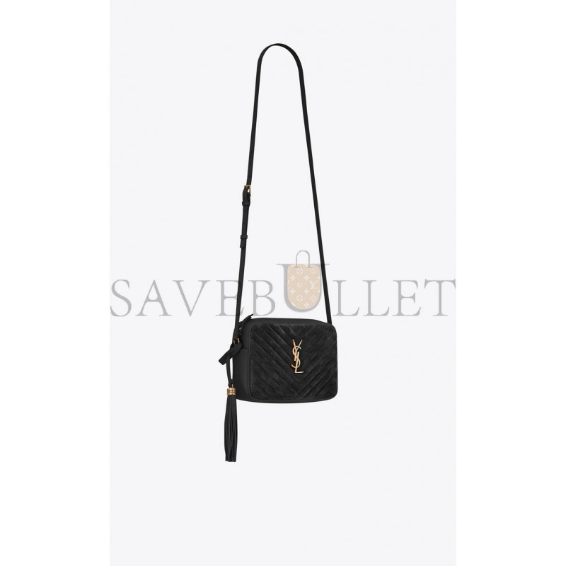 YSL LOU CAMERA BAG IN QUILTED SUEDE AND SMOOTH LEATHER 612544C4BW71000 (23*16*6cm)