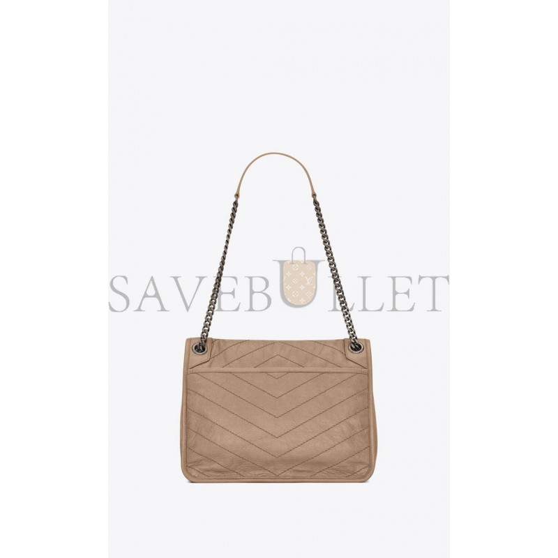 YSL NIKI MEDIUM CHAIN BAG IN CRINKLED VINTAGE VEGETABLE-TANNED LEATHER 6331581YG042826 (28*20*8.5cm)