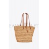 YSL PANIER MEDIUM BAG IN CROCHET RAFFIA AND SMOOTH LEATHER 688221GAAAC2080 (38*21*20cm)