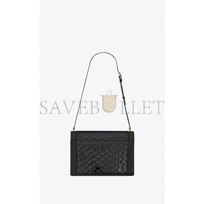 YSL GABY SATCHEL IN QUILTED LACQUERED LEATHER AND SMOOTH LEATHER 695503BMII71000 (26*18*5cm)