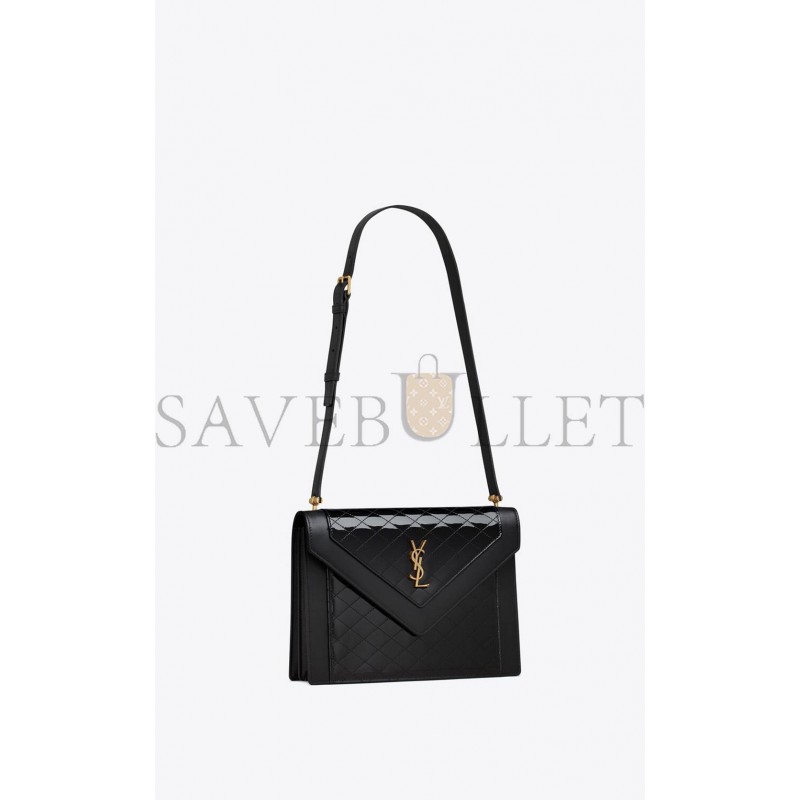 YSL GABY SATCHEL IN QUILTED LACQUERED LEATHER AND SMOOTH LEATHER 695503BMII71000 (26*18*5cm)