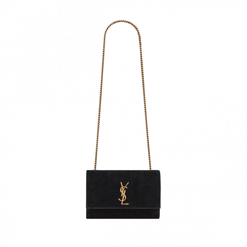 YSL KATE SMALL SUPPLEREVERSIBLE CHAIN BAG IN SUEDE AND LEATHER 7212500UD7W1000 (22*14.5*6cm)