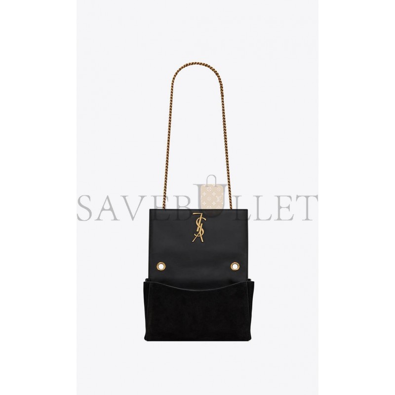 YSL KATE SMALL SUPPLEREVERSIBLE CHAIN BAG IN SUEDE AND LEATHER 7212500UD7W1000 (22*14.5*6cm)