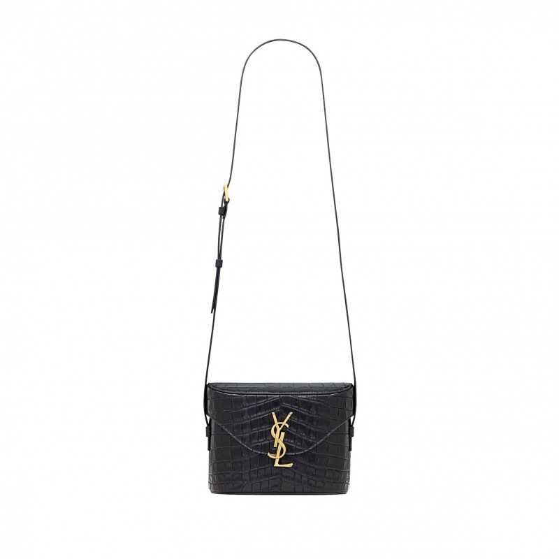 YSL JUNE BOX BAG IN CROCODILE-EMBOSSED LEATHER 728606AAAOH1000 (19*15*8cm)