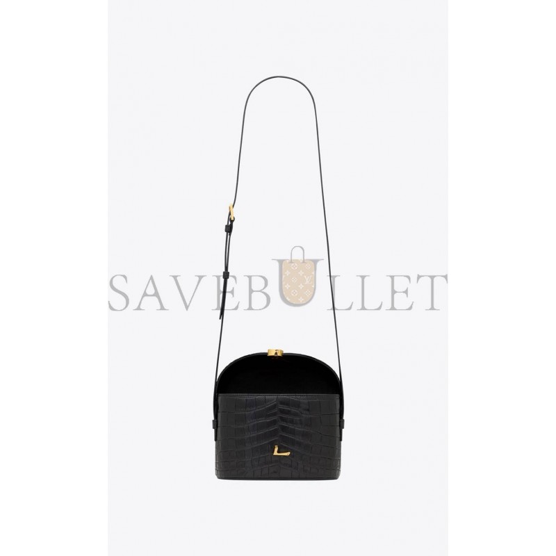 YSL JUNE BOX BAG IN CROCODILE-EMBOSSED LEATHER 728606AAAOH1000 (19*15*8cm)