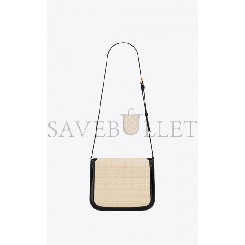 YSL SOLFERINO MEDIUM SUPPLE SATCHEL IN QUILTED NUBUCK SUEDE 733704AABR99289 (22*16*4cm)