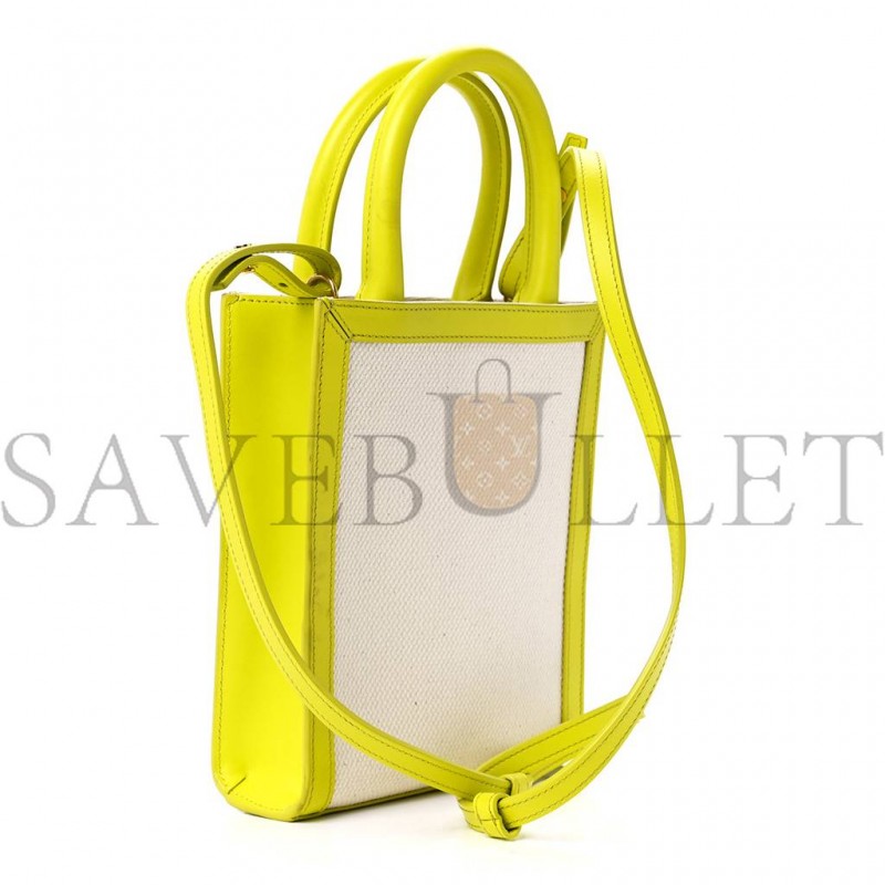 CELINE CANVAS CALFSKIN MINI VERTICAL CABAS NEON YELLOW (20*17*4cm)