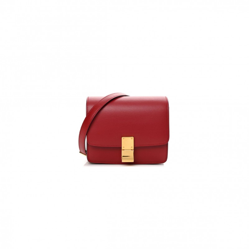 CELINE SMOOTH CALFSKIN SMALL CLASSIC BOX FLAP BAG RED (17*15*7cm)