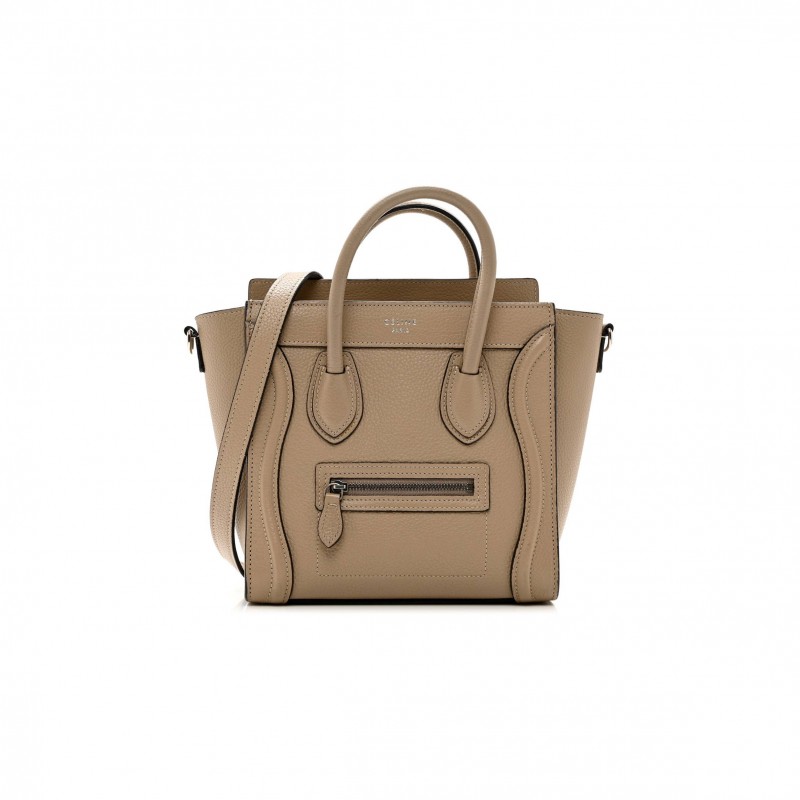 CELINE DRUMMED CALFSKIN NANO LUGGAGE DUNE (21*20*10cm)