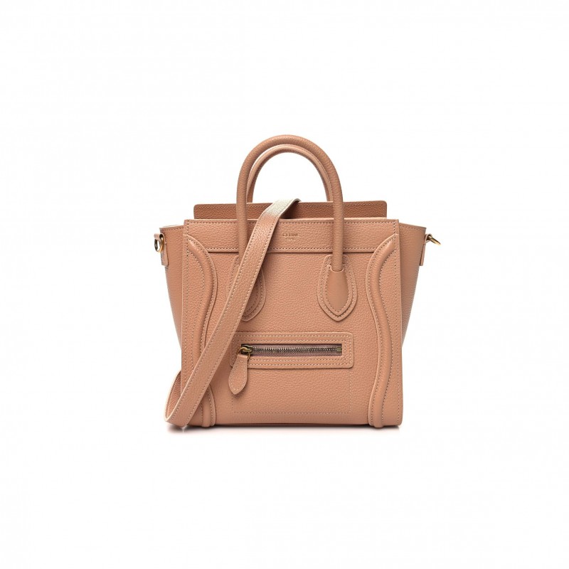 CELINE DRUMMED CALFSKIN NANO LUGGAGE DESERT ROSE (20*20*10cm)